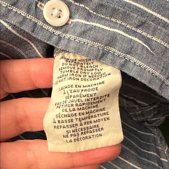 Denim & Supply Ralph Lauren Navy Pinstripe Casual Shirt Mens L Slim Fit - Picture 3 of 10